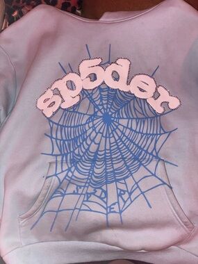 Men's Sp5der designer hoodie, blue